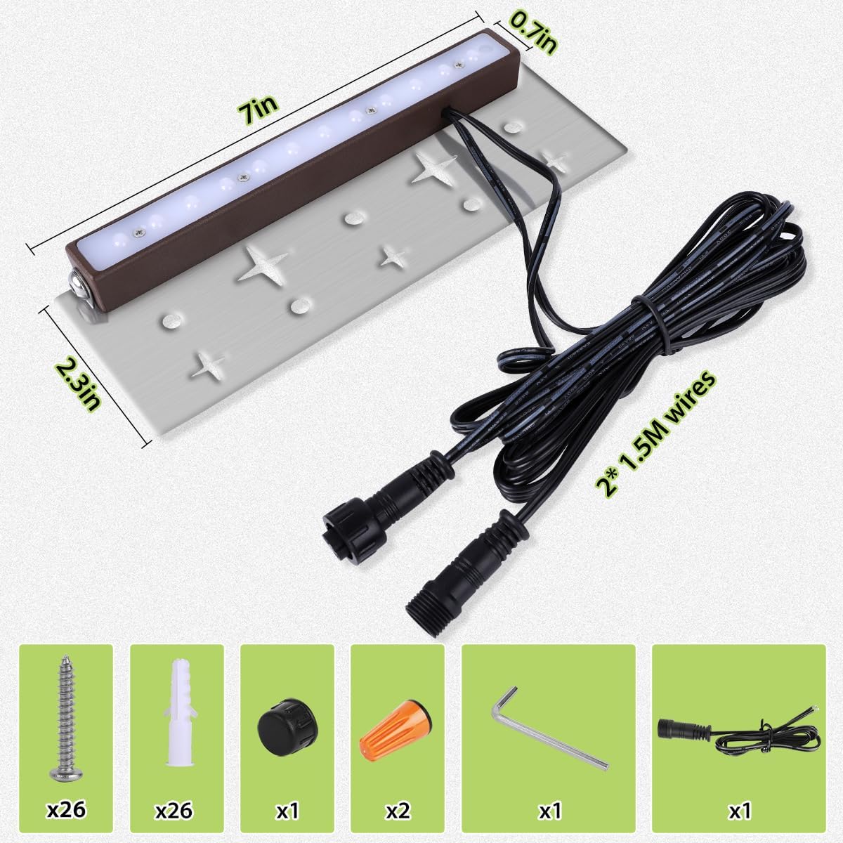 Retaining Wall Lights,12 Pack 7 Inch LED Hardscape Lighting,12-36V 2.5W Low Voltage Fence Lights,Outdoor Step Lights with IP67 Waterproof 2700K Warm Light