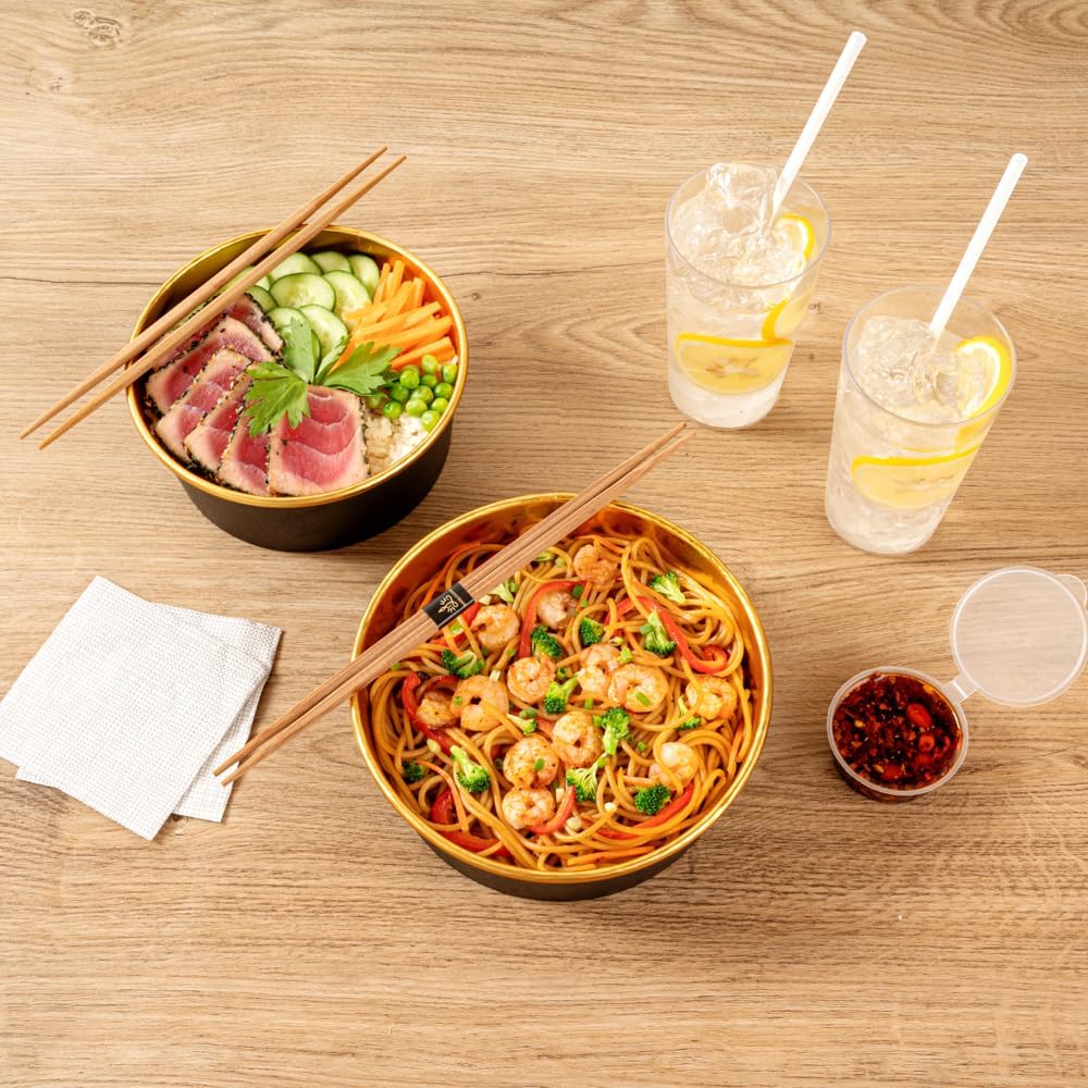 Foil Lux 45 OZ Take Out Container, 200 Insulated Foil Lining Food Container - Greaseproof, Stackable, Black Paper To Go Food Container, For Hot Or Cold Foods, Lids Sold Separately - Restaurantware