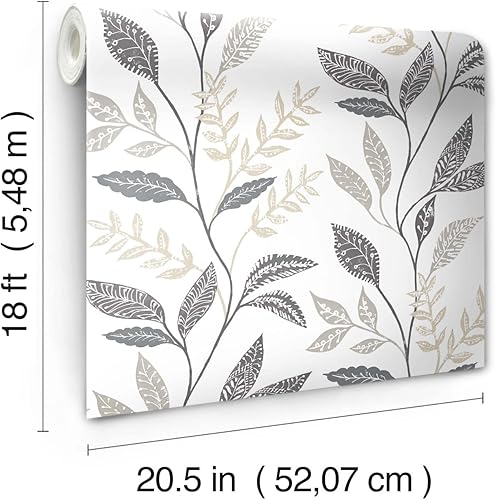 Miniatura 4 de Roommates RMK12178PLW - Papel tapiz para pelar y pegar, color blanco, color gris pardo