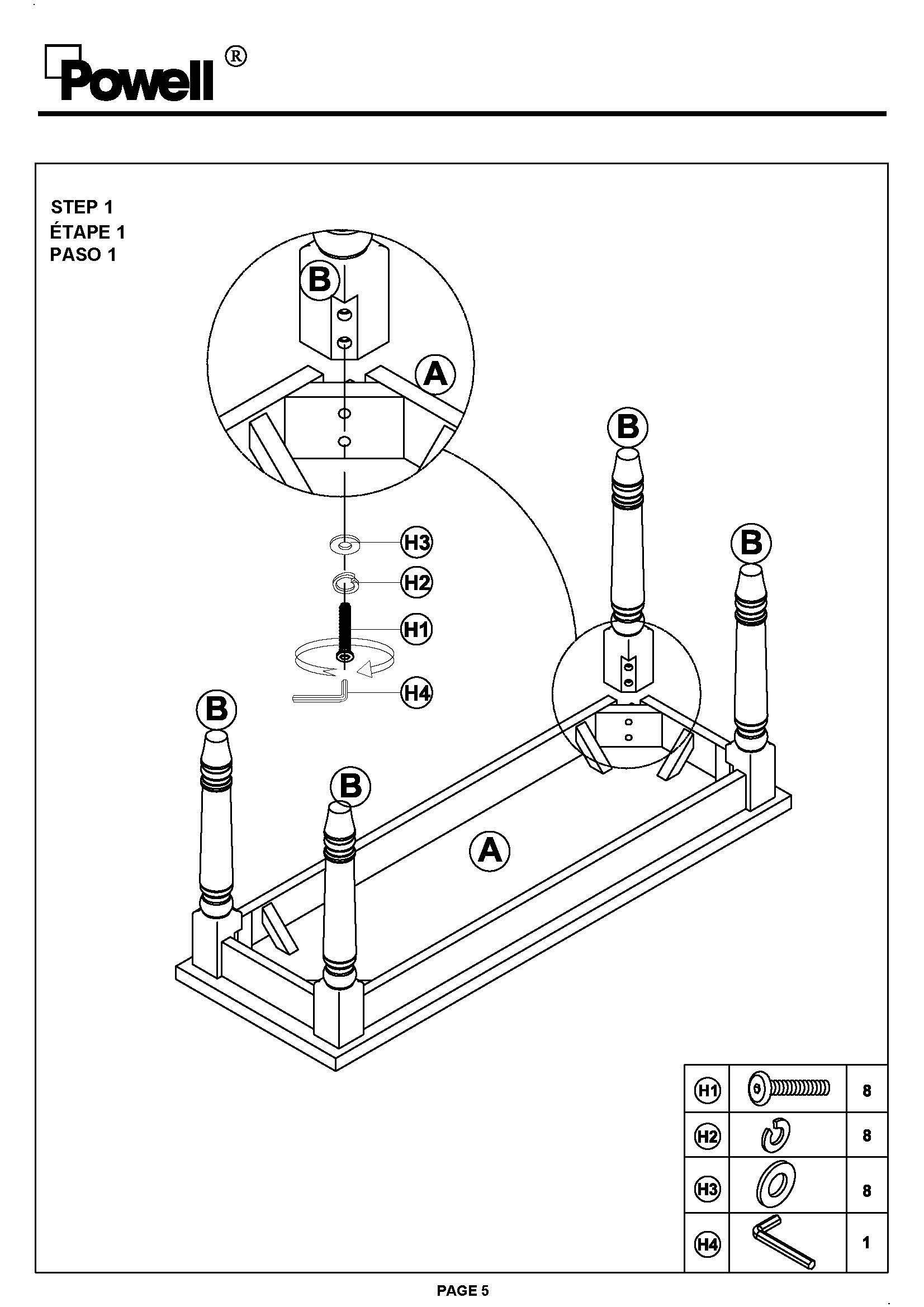 Powell Furniture Willow Dining Bench, Multicolor