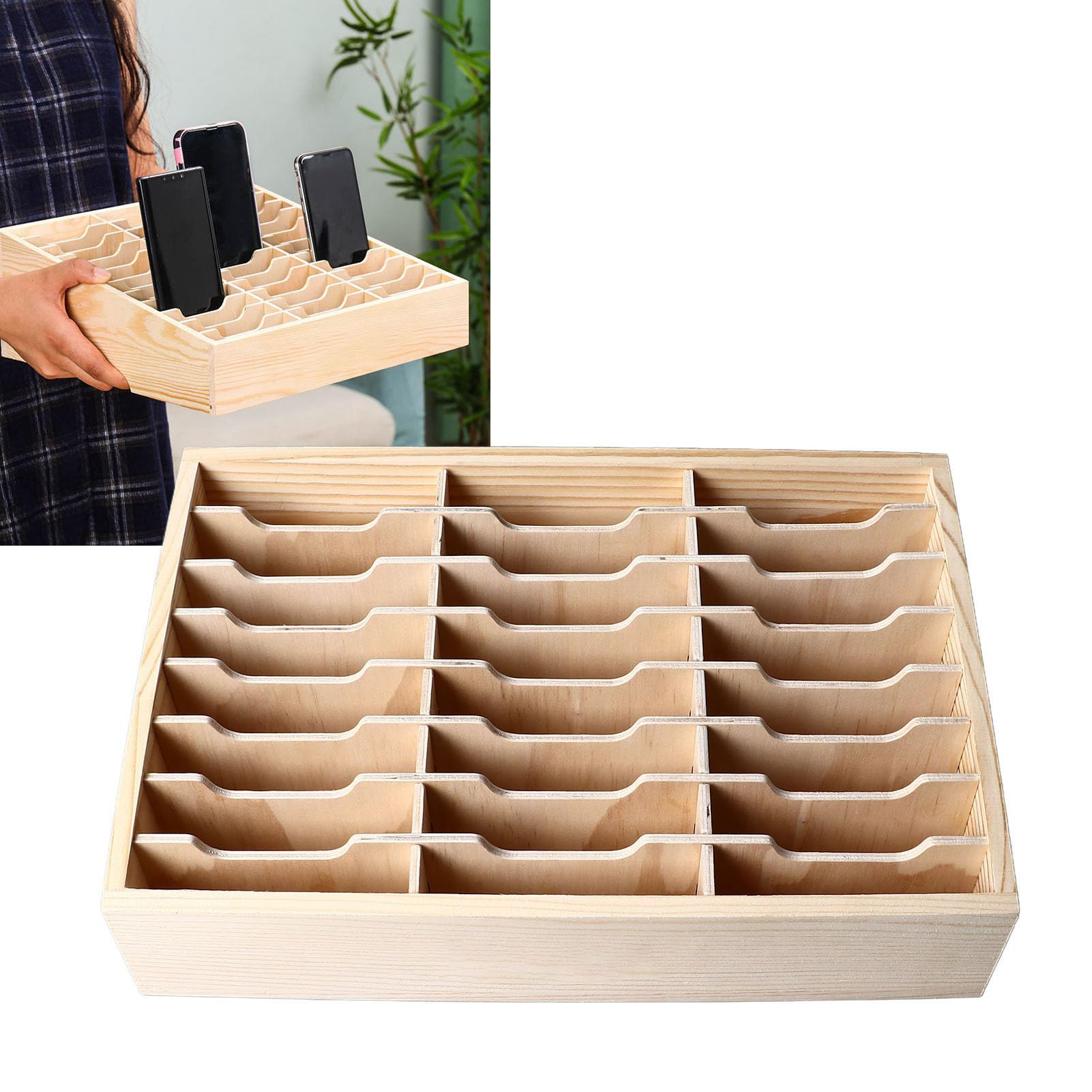 Organizzatore di scatole portaoggetti da scrivania in legno per riunioni multi rack per ufficio