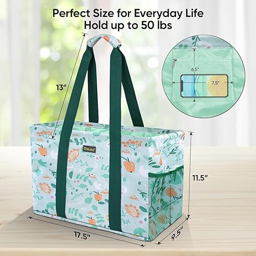 Miniatura 3 de BALEINE Bolsa de Utilidad Suave Extra Grande de 9 Galones, Bolsa de Almacenamiento Plegable Reutilizable (Spring Stroll)