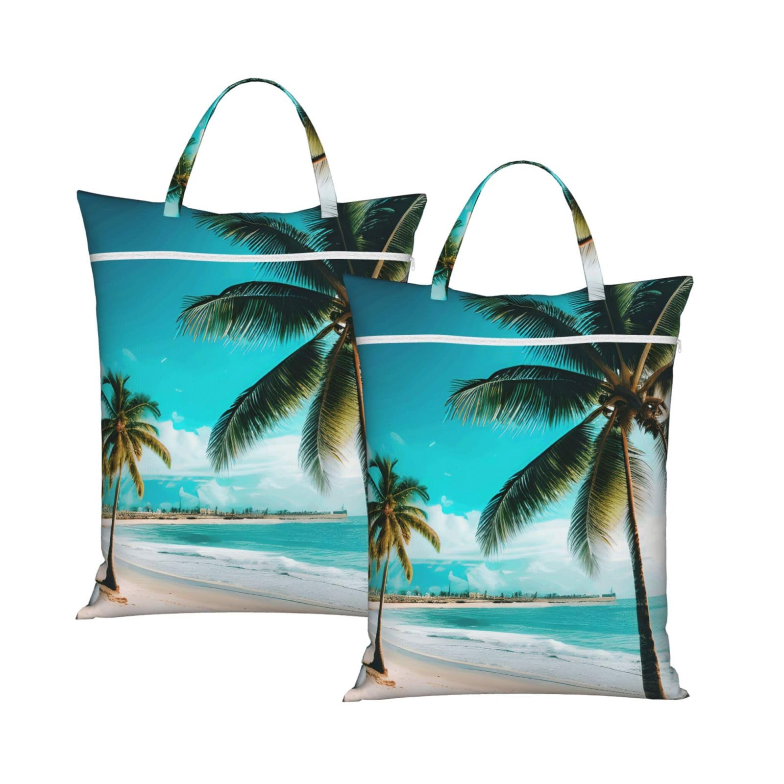 Beach Palm Trees Print Travel Laundry Bag Foldable Lightweight Camping Beach Dorm Weekend Getaways