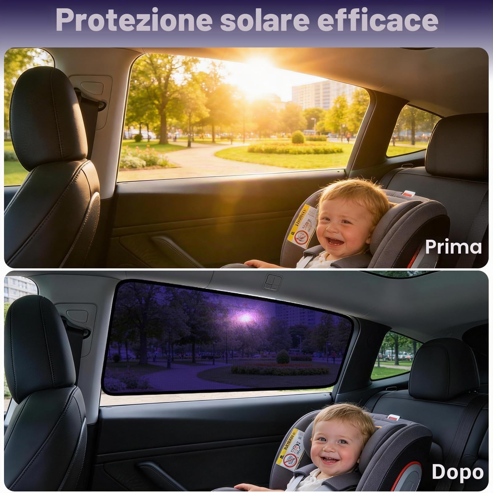 ZATOOTO Parasole per finestre Tesla Model 3 per bambini - Protezione UV e dal calore, adesivo statico, privacy, installazione senza attrezzi (2 pezzi)