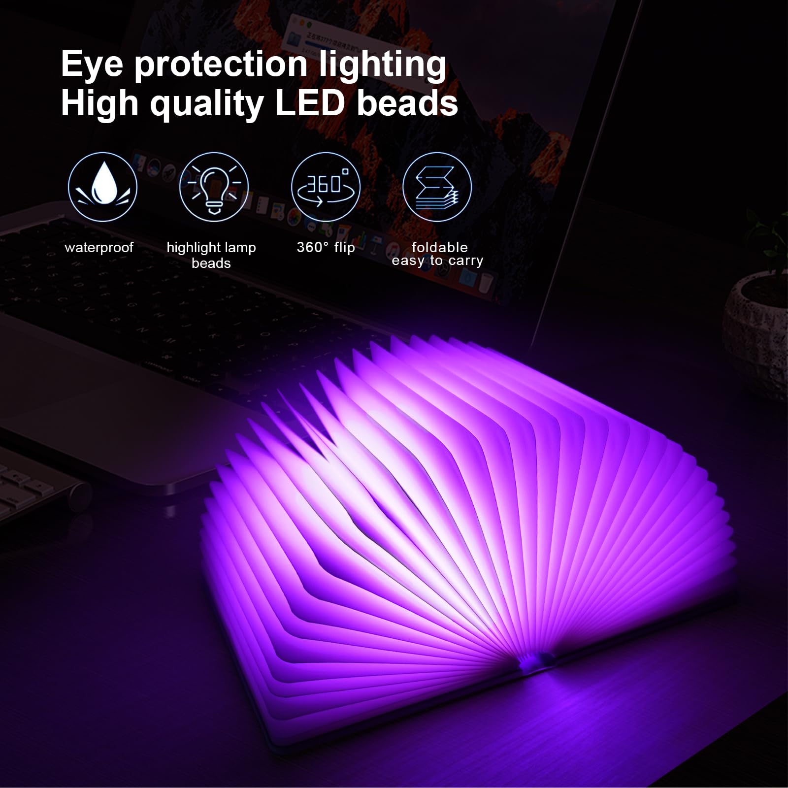 QXMGCBOK Luz LED en relieve para libros, regalos para amantes de los libros | Lámpara de libro, color bronce, luces de lectura para libros en la cama
