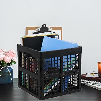 Gloreen 3-Pack 18 L Collapsible Milk Crate, Plastic Square Folding Crates