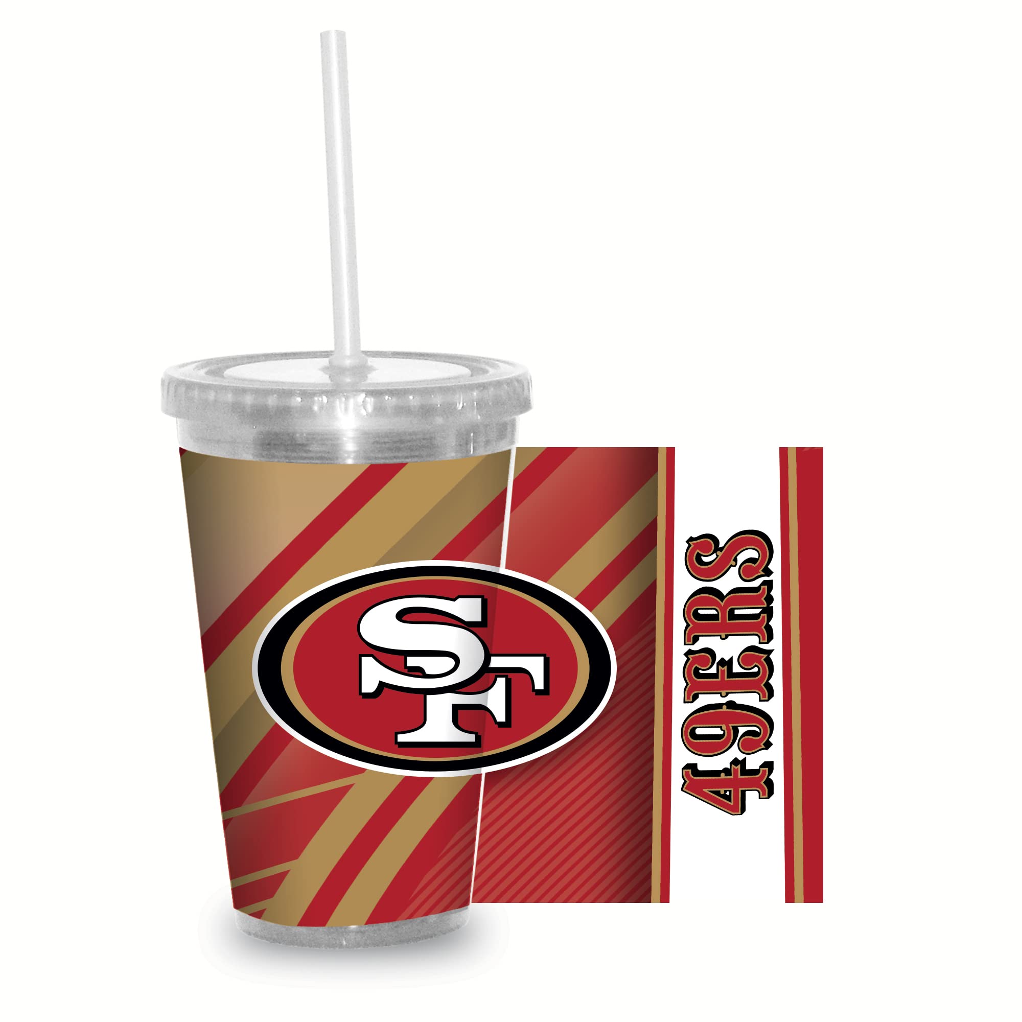 Amazon.com : Rico Industries NFL Football San Francisco 49ers NFL Football  Team 16oz Clear Tumbler W/Straw : Sports & Outdoors