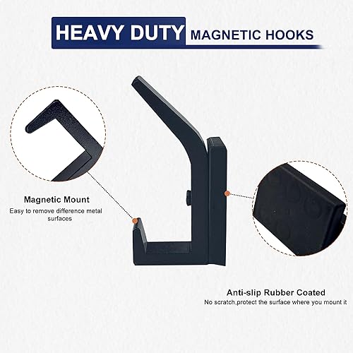 Miniatura 2 de Paquete de 4 ganchos magnéticos resistentes y resistentes, ganchos magnéticos para abrigos, ganchos de pared magnéticos de goma para abrigo, bata,