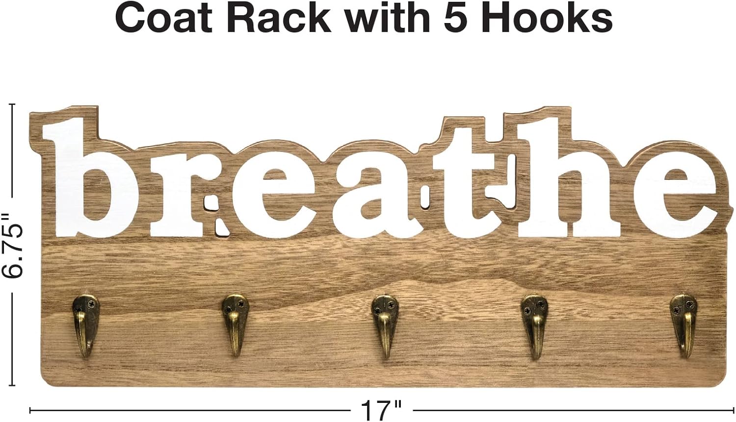 EXCELLO GLOBAL PRODUCTS Rustic Breathe Wall Mounted Hanging Entryway Organizer with 4 Hooks. 17" x 7" Use as hat Organizer, Key Holder, Glove Holder. Perfect for Entryway, Kitchen, Bathroom, Hallway