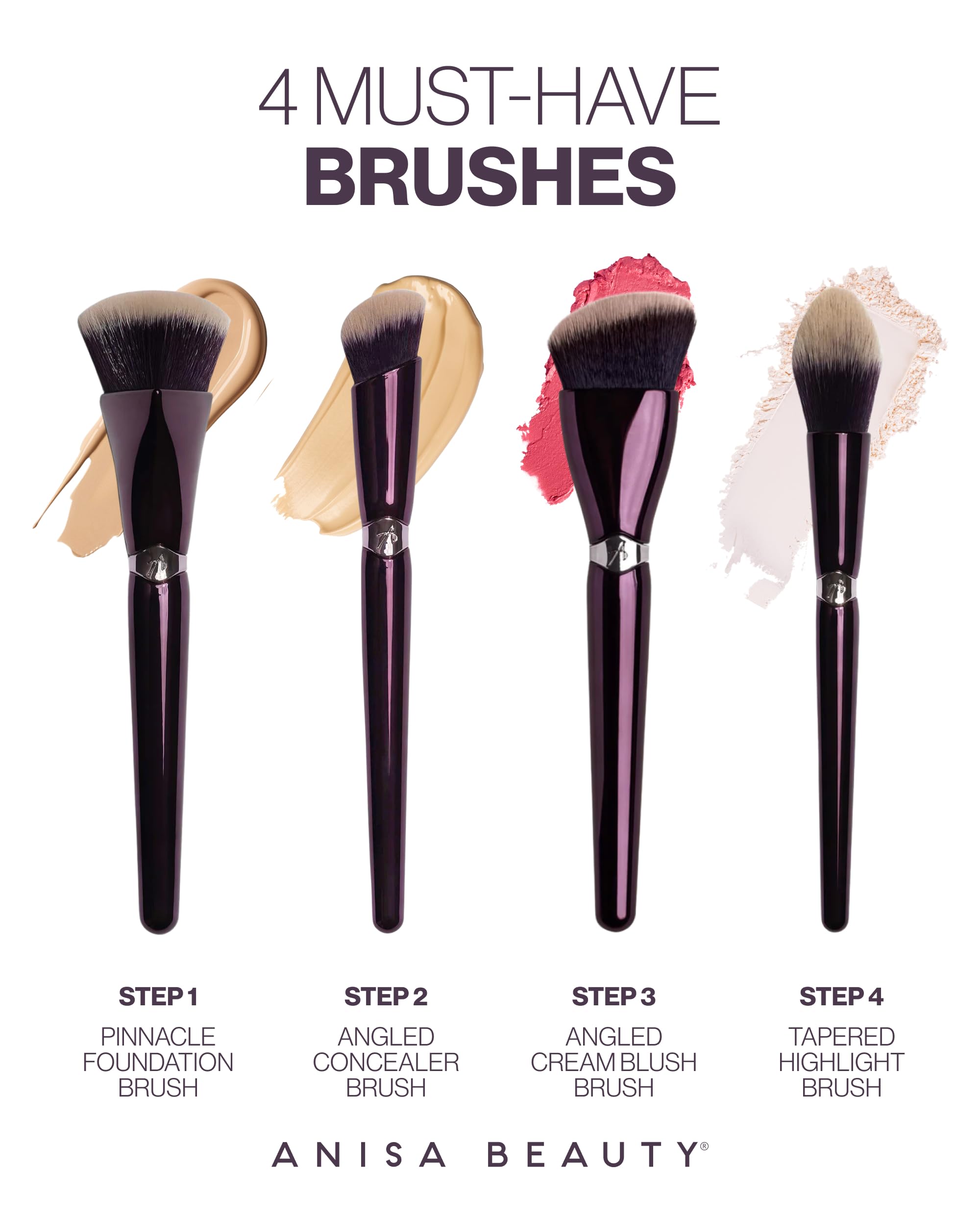 Anisa Beauty Travel Pinnacle - Pennello per fondotinta, compatto, vegano, ad alta densità, per applicazione senza soluzione di continuità, ideale per trucco liquido, in crema e in polvere, portatile e