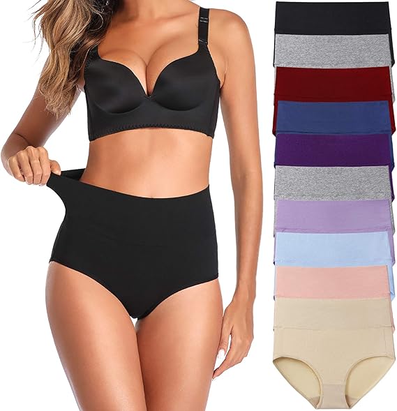 UMMISS Womens Underwear,Cotton High Waist Underwear for Women Full Coverage Soft Comfortable Briefs Panty Multipack