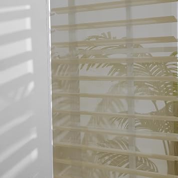 Keego Custom Size Shangri-la Roller Shades Sheer Shades Light Filtering Thermal Insulated Window Blinds,Day and Night Blinds for Office,Living Room,BedroomLight Filtering,Biscuit