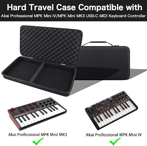 Miniatura 4 de khanka Funda para Akai Professional MPK Mini IV/MPK Mini MK3 USB-C MIDI Controlador de teclado/Controlador de teclado Donner DMK-25 PRO MIDI, solo
