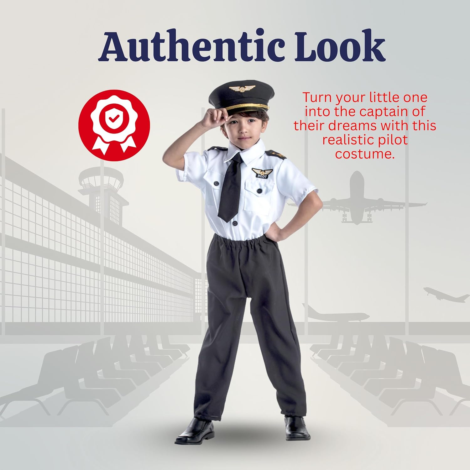 Dress Up America Pilot Costume for Kids - Airline Captain Uniform - Career Day Dress Up for Children - Image 5