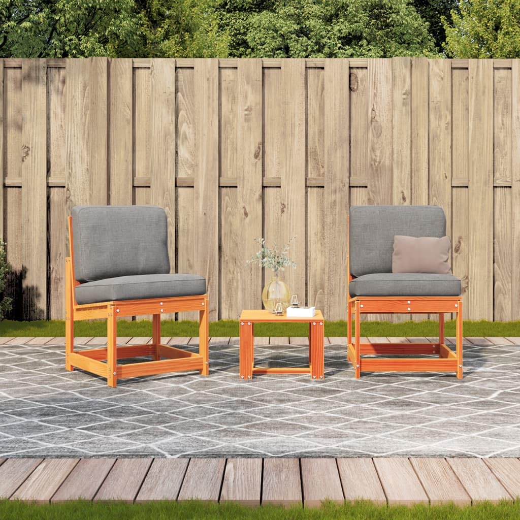 Juego de salón de jardín de madera de pino, 4 piezas, con respaldo y diseño de listones para patio y exterior