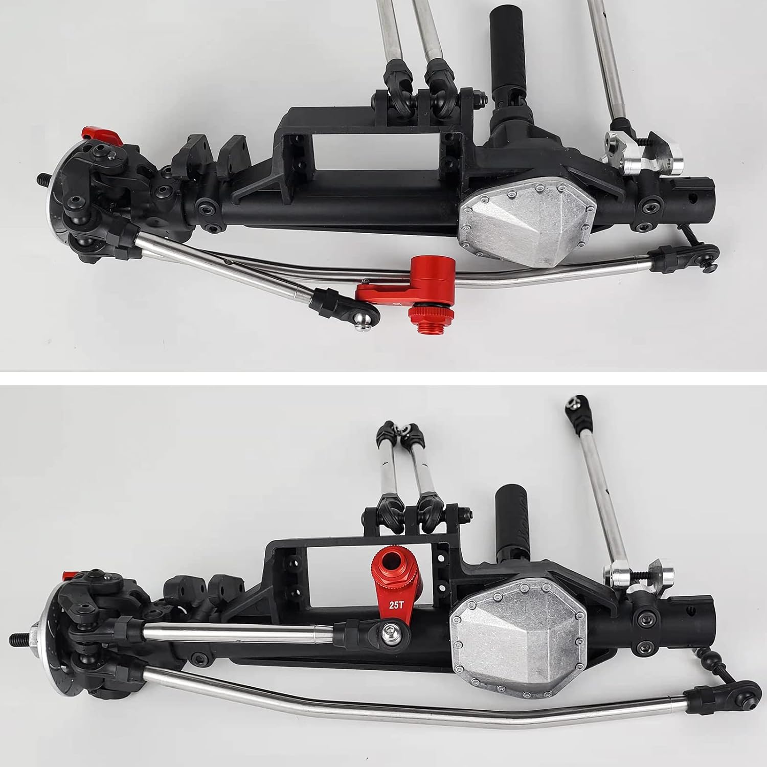 Alloy 25T Steering Servo Arm Horn for for 1/10th RC Axial RBX10 AXI03005 Crawler Car (Black)