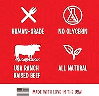 Vista 5 de Full Moon, Essentials Beef Jerky Tenders - Golosinas naturales de carne seca de reses criadas al aire libre para perros, ingredientes de grado