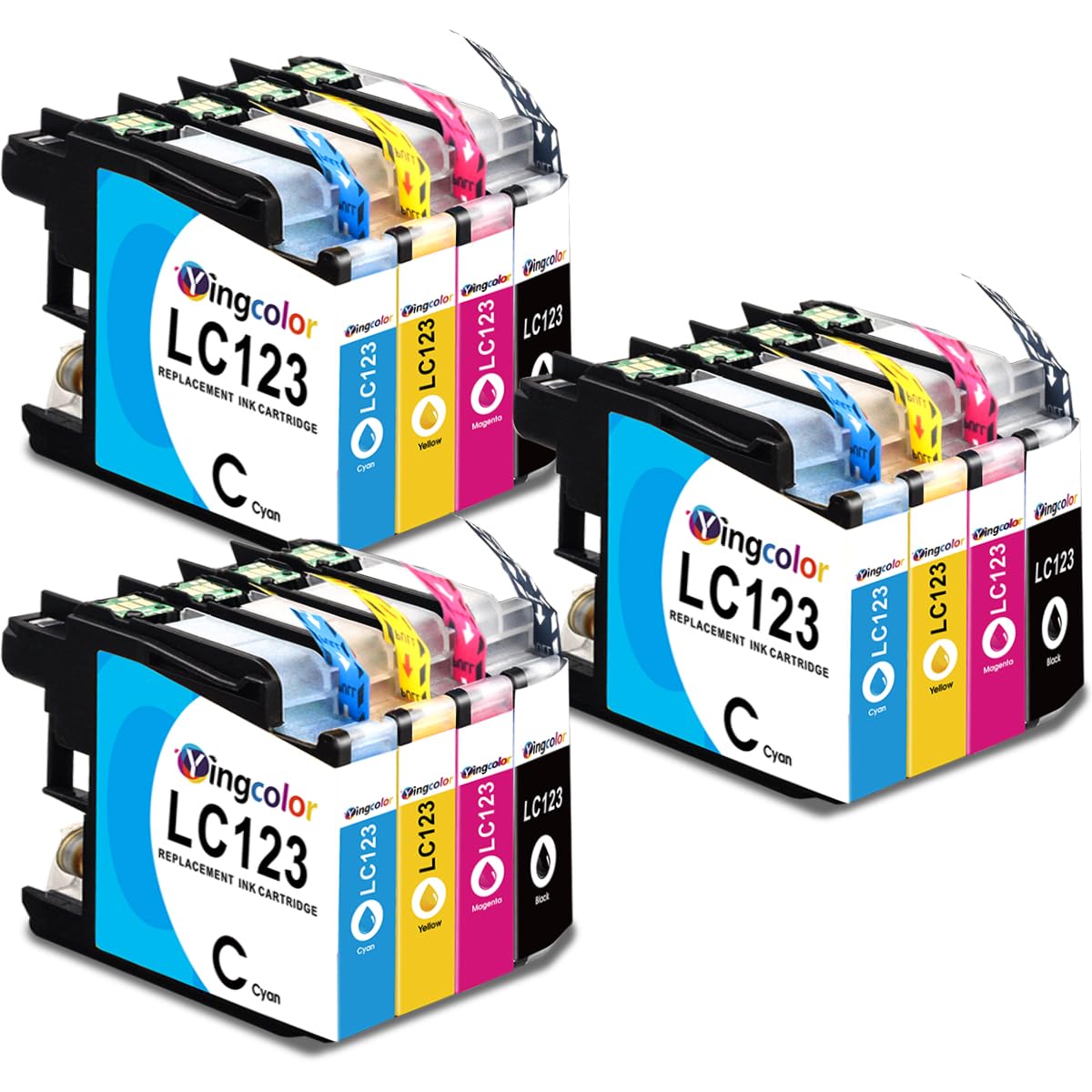 YINGCOLOR LC123 LC121 Ink Cartridges LC 123 compatible with Brother MFC-J4510DW MFC-J470DW MFC-J6920DW MFC-J6520DW MFC-J6720DW DCP-J552DW MFC-J4410DW MFC-J4610DW MFC-J4710DW MFC-J4110DW