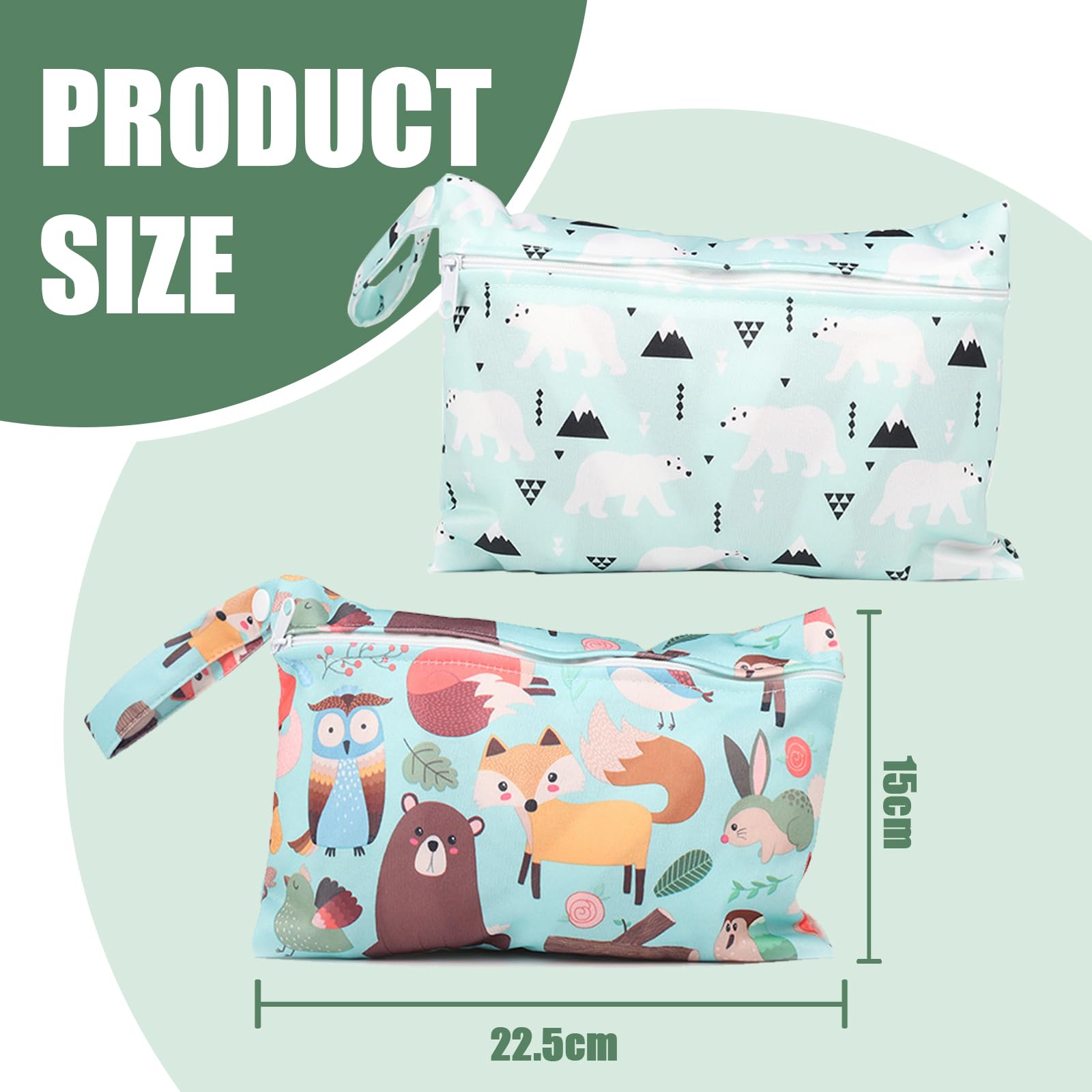 Sac à Couches Lavables, 2 Pièces Sac Humide pour Crèche, Destiné aux Couches en Tissu BéBé, Petit Wetbag à Fermeture Eclair Etanche, Wet Dry Bag pour Stocker Les Couches