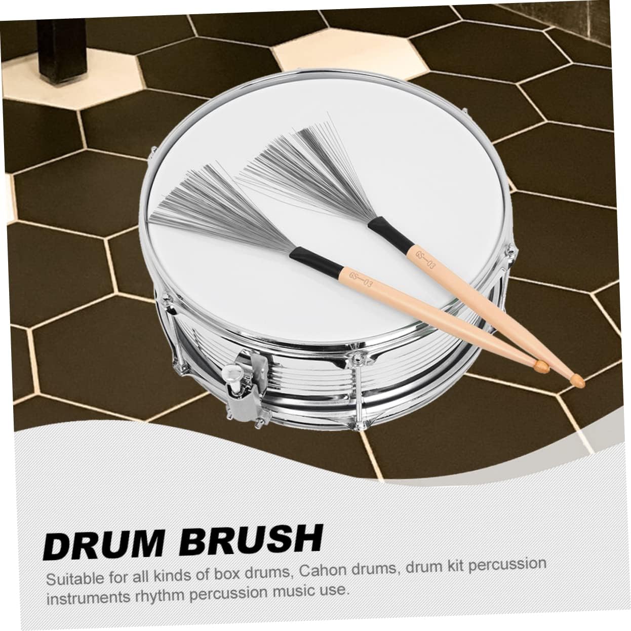 Levemolo 1pair Double Drum Brushes Maple Handles Carbon Steel Wire Percussion Accessories for Jazz and Drum Kit Performance