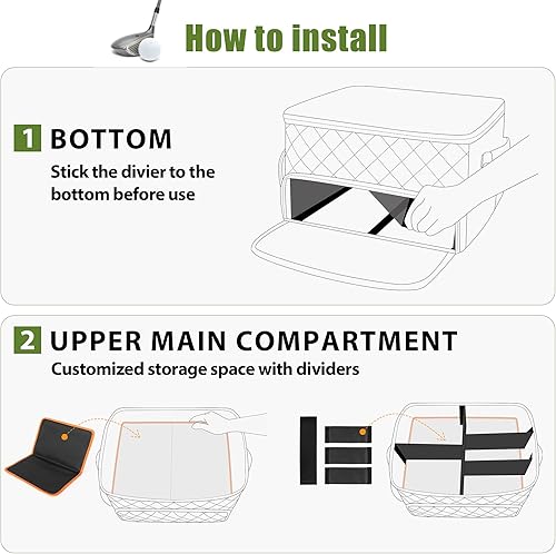 Miniatura 6 de Organizador de maletero de golf de 2 capas, organizador de almacenamiento de coche de golf con compartimento ventilado individual para 2 pares de