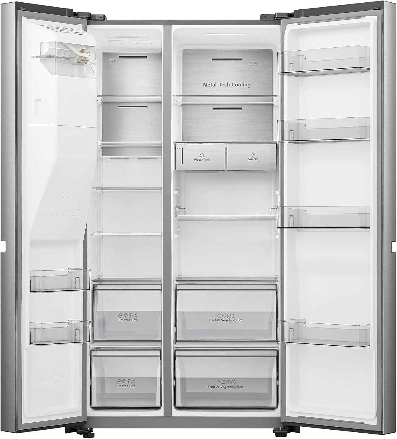 Hisense Ms91519Ff Frigorifero Side By Side, Total No Frost, Classe F, Nero, 519 Litri [Classe di efficienza energetica F]