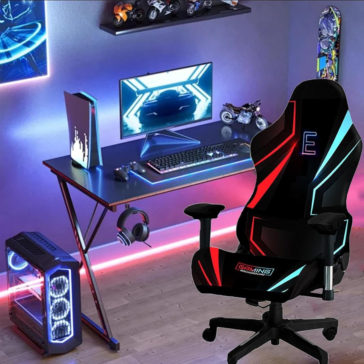 Gaming Chair Covers Printed Stretch Chair Seat Slipcovers Computer Chair Cover for Computer Gamer Chair(G)