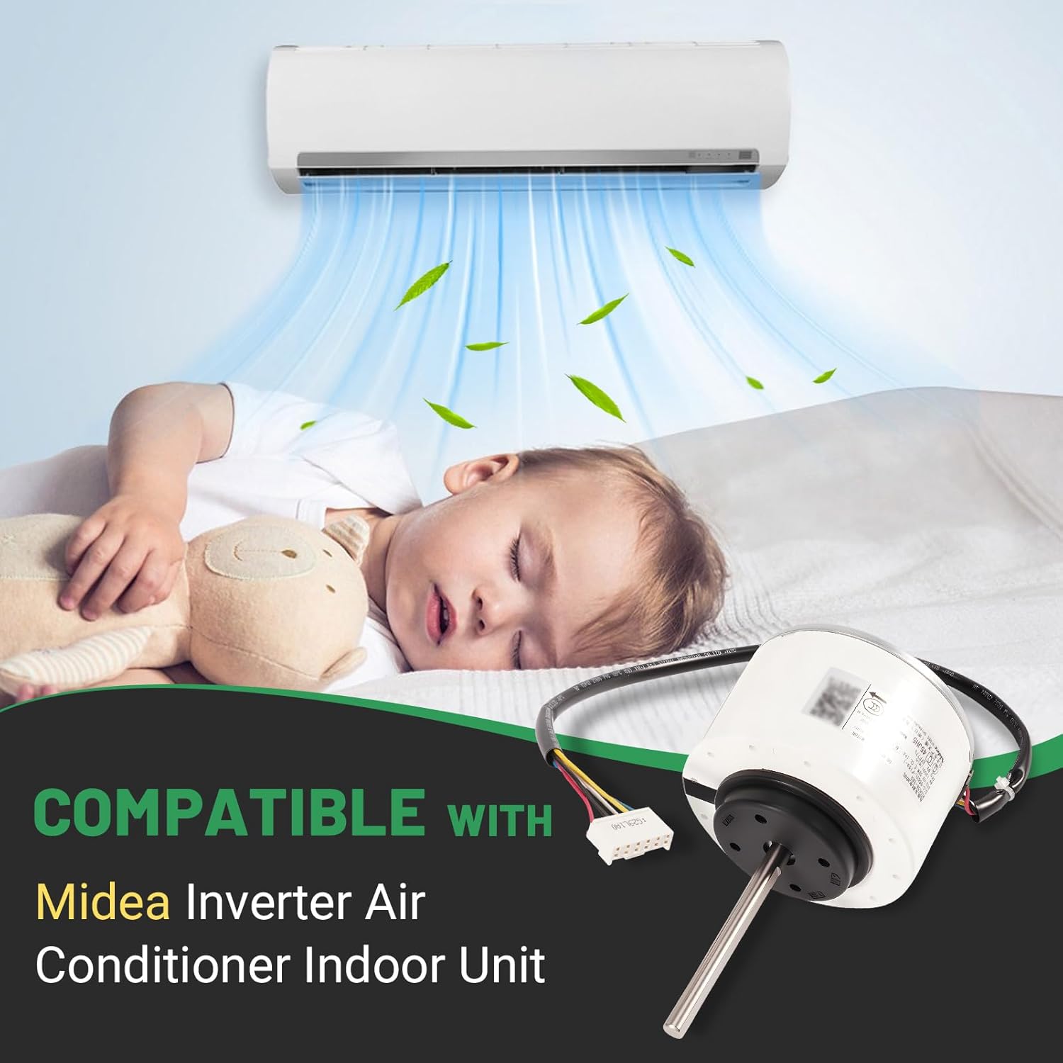 WZDK58-38G Air Conditioning Motor SIC-55CVL-F159-1 DC Brushless Fan Motor, 58W 8P 1350r/min CCW 5 Wires for M-idea Mini-Split Inverter Air Conditioner