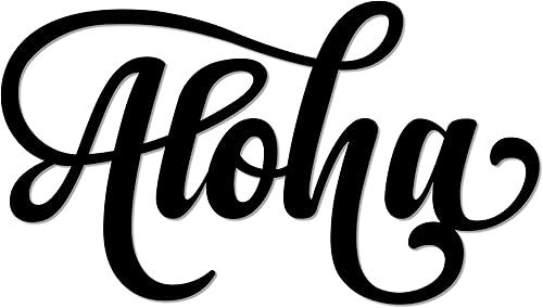 Aloha - Letrero de metal para decoración de pared, decoración decorativa de metal para interiores y exteriores, piña hawaiana, hawaiano, fabricado