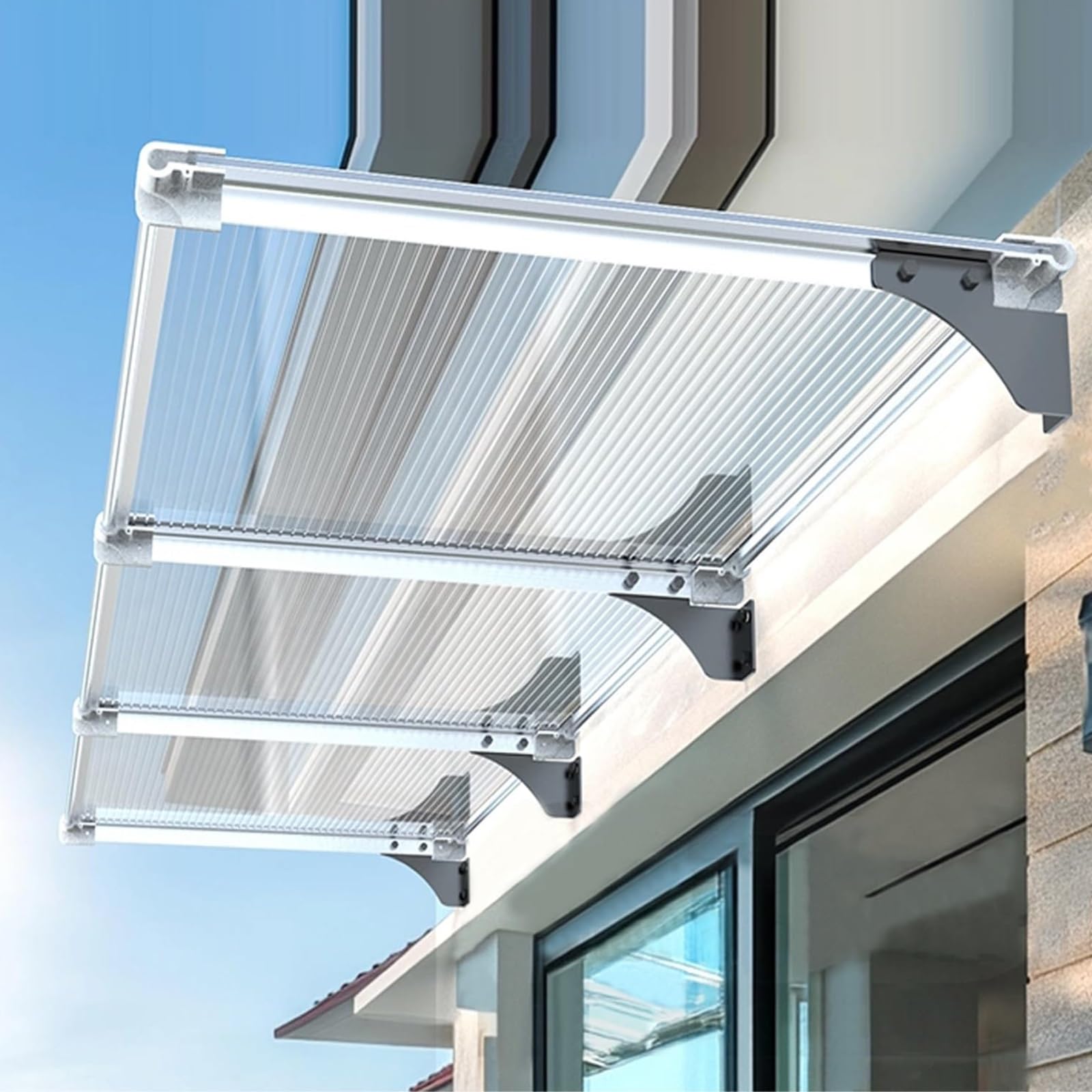 GJMSSMY Brown Door and Window Canopy, UV Protection Awning for Rain and Snow, Polycarbonate Cover (40x200cm/16x79), Durable Outdoor Shelter, Entryway Roof Awning