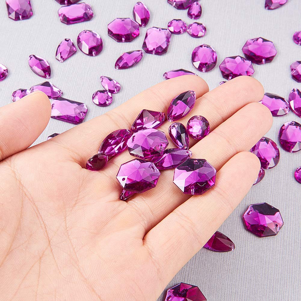 PH PandaHall Lot De 100 Pcs Boutons Strass En Acrylique, 2-Trou, Facettes, Plat Rond, Cristal, 13x4.5mm, Trou: 1mm