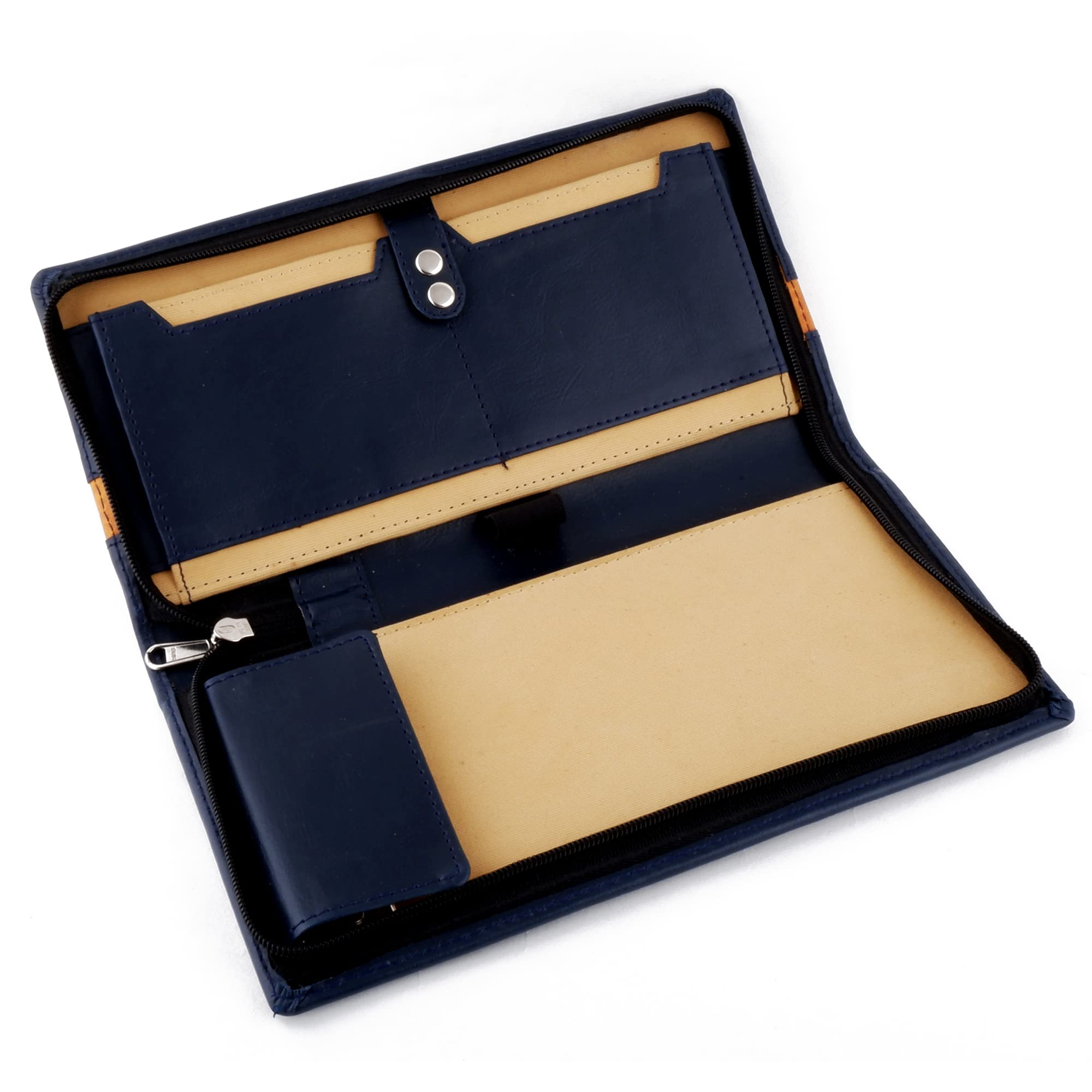 Fastidious Leatherette Expanding Multi-Compartment Cheque Book Holder for Cheque, Pass Book, Cards & Documents - Personal & Office Use (Blue)