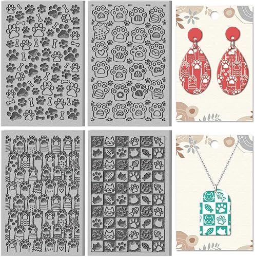 Miniatura 14 de CHGCRAFT 4 hojas de textura de arcilla de dinosaurios, patrón de volcanes, hojas de textura de arcilla polimérica, herramientas de bricolaje