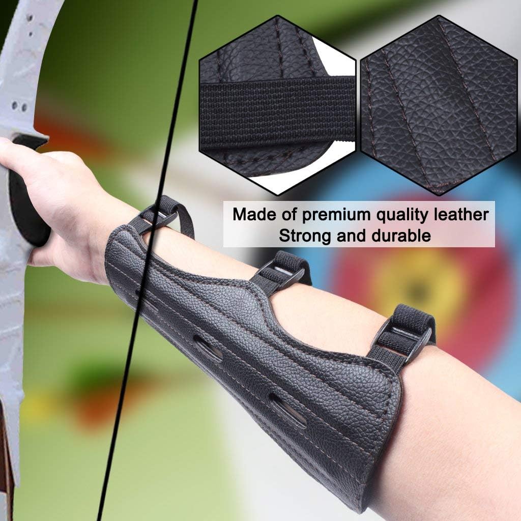 Archery Arm Guards Leather Forearm Protector Adjustable Bow Armguard
