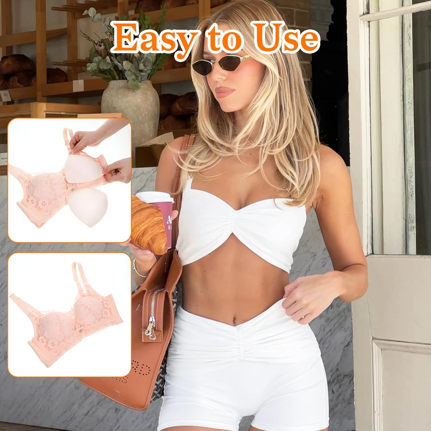 6 Pairs Bra Padding Insert, Removable Bra Pads Inserts Triangular Sports Bras Cups Inserts Breathable Sponge Enhancers for Swimsuits Dresses Bras