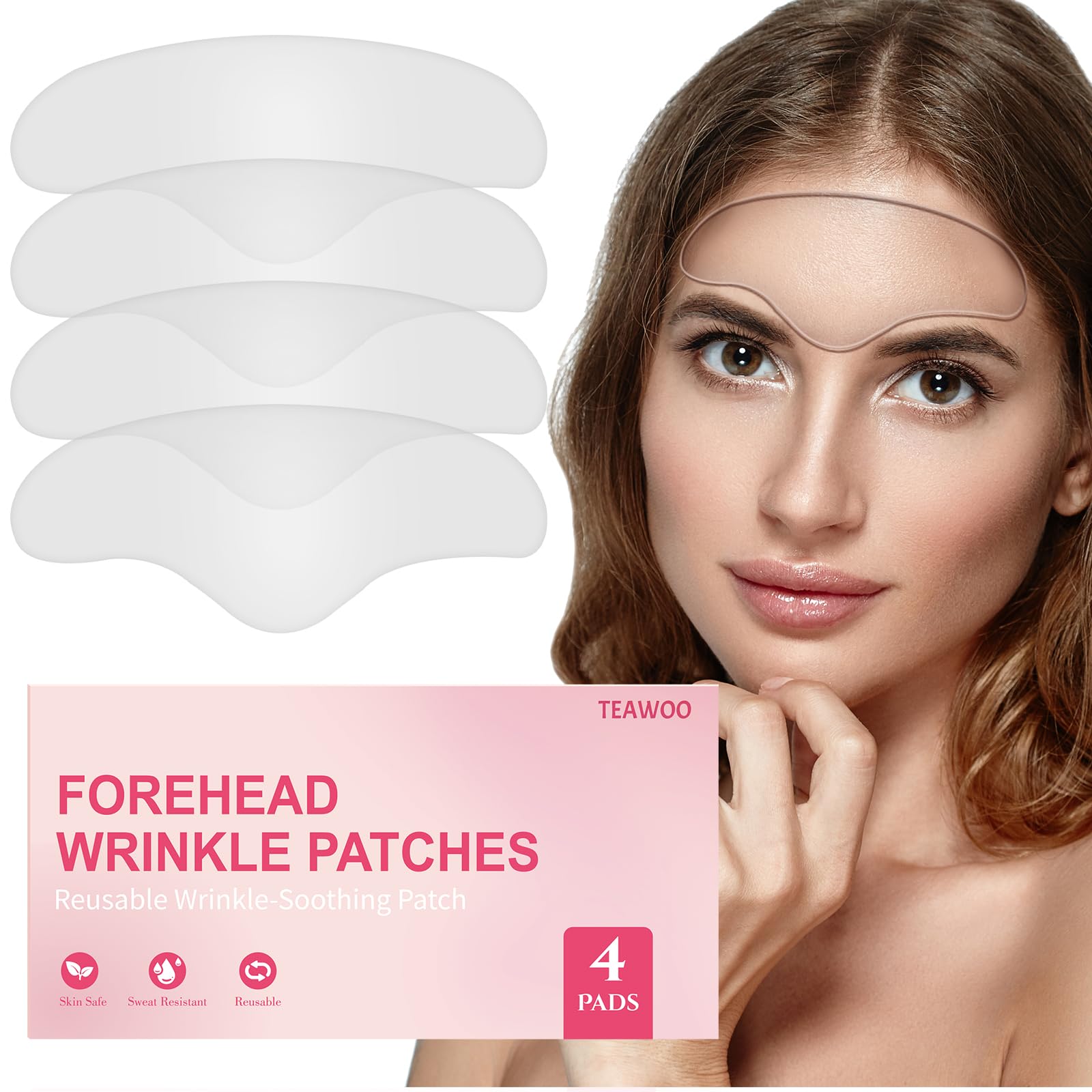 Reusable Forehead Wrinkle Patches | Forehead Wrinkles Treatment | Reusable Silicone Smoothing Pads for Brow Lift | Patches For Wrinkles | Non Invasive Reusable Wrinkle Smoothers | 4 Patches