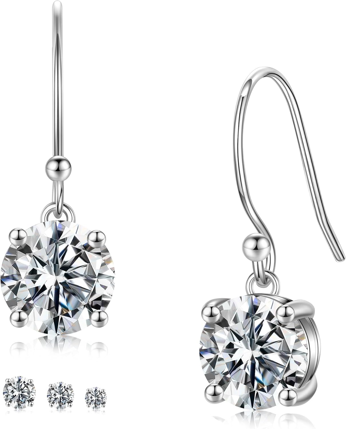 MOOSEA Moissanite Hook Earrings for Women, 925 Sterling Silver 1-3ct Lab Created Moissanite Dangle Earrings for Women Anniversary Birthday Gifts for Wife Mom Girlfriend