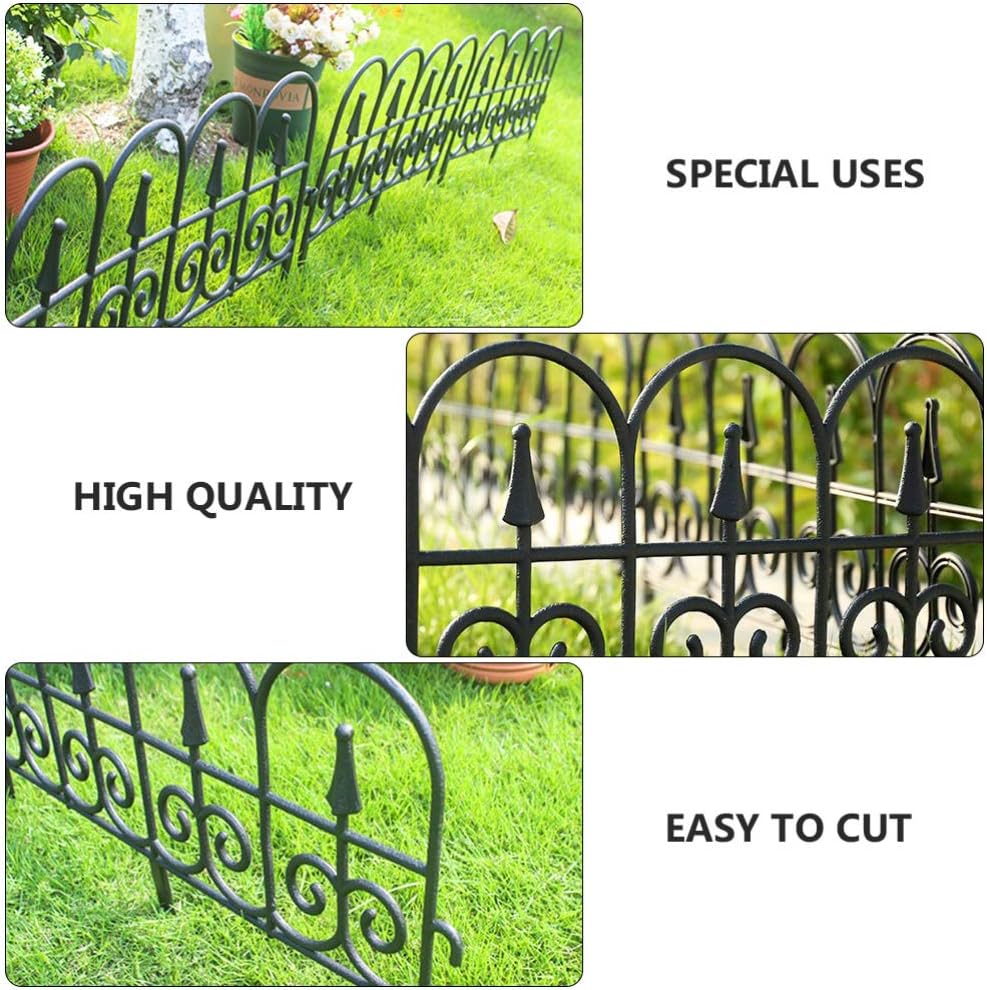 4pcs Garden Iron Fence Garden Fence Border Panel Patio Fencing Lawn Border Panel Lawn Fencing Outdoor Flower Bed Patio