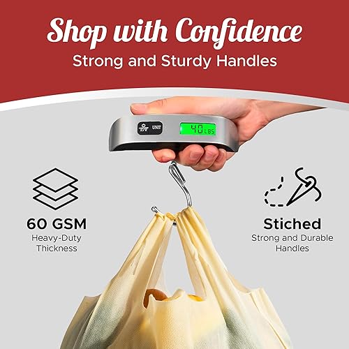 Miniatura 3 de Simply Cool Paquete de 50 bolsas de compras reutilizables ecológicas de 21.5 x 12.2 x 7.2 pulgadas, bolsas de compras duraderas y reciclables,