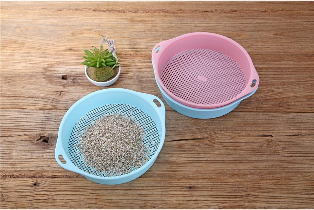 Mipcase 4pcs Garden Soil Sieve Plastic Mesh Sieve Handle for Mini Balcony Gardening
