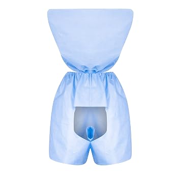 Disposable Urology and Colonoscopy Exam Shorts XL/3XL 50 Count Blue SMS Open-Access Flap Design Elastic Waist Fluid-Resistant Latex-Free Made in USA DG