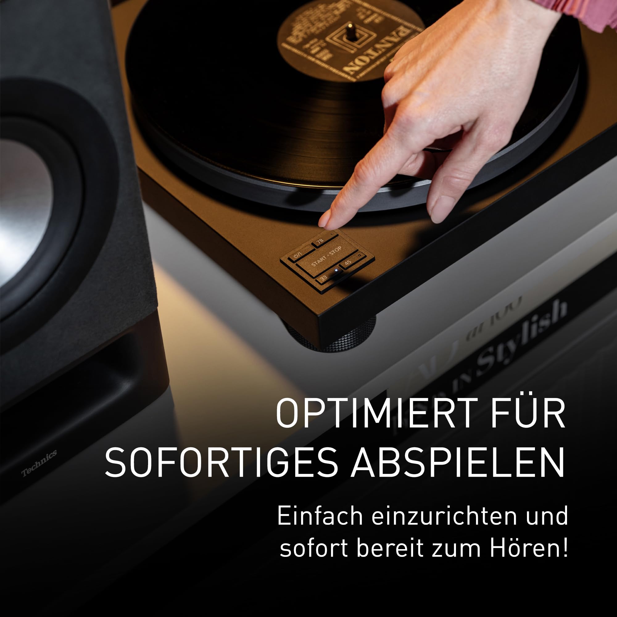 Technics SL-40CE-K Plattenspieler mit Direktantrieb, kernloser Motor, integrierter Phono-Equalizer, AT-VM95C Tonabnehmer, Aluminium-Plattenteller, Schwarz
