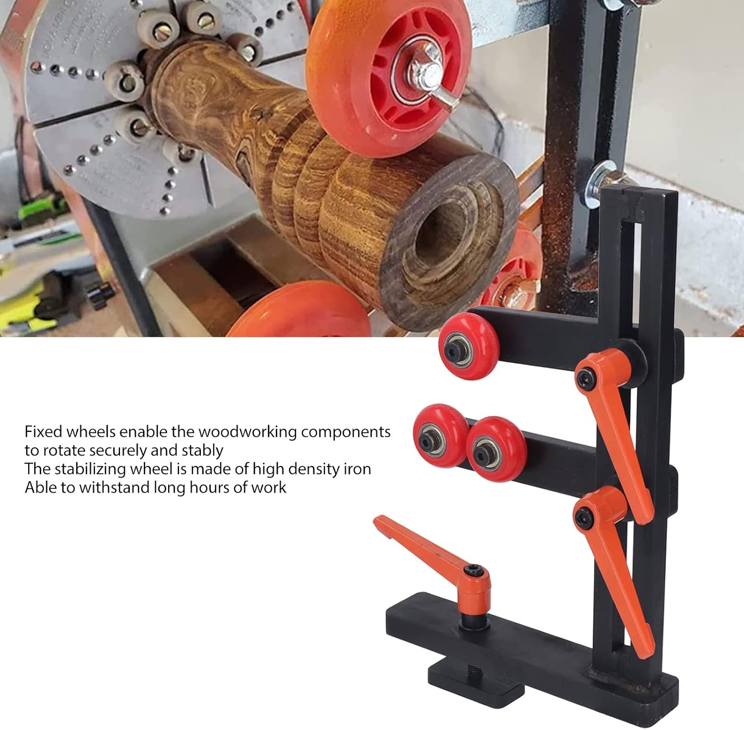 Adjustable Height Cast Iron Wood Lathe Steady Rest for Stable Woodworking