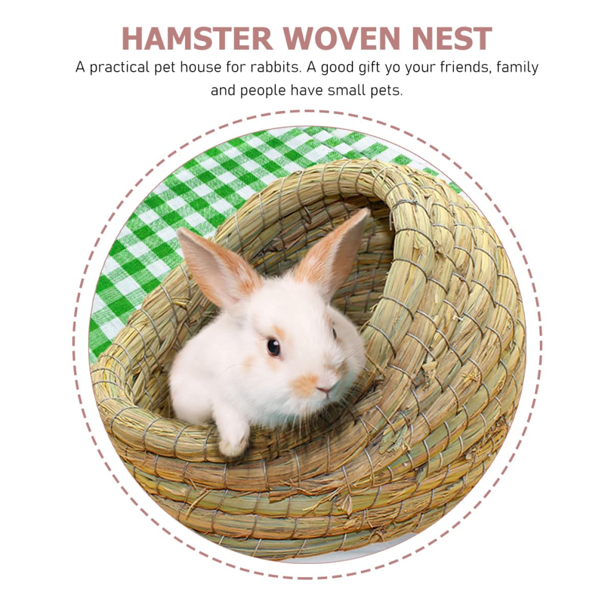 Gewebtes Hamsternest für Kaninchen und Kleine Haustiere aus Stroh Grün