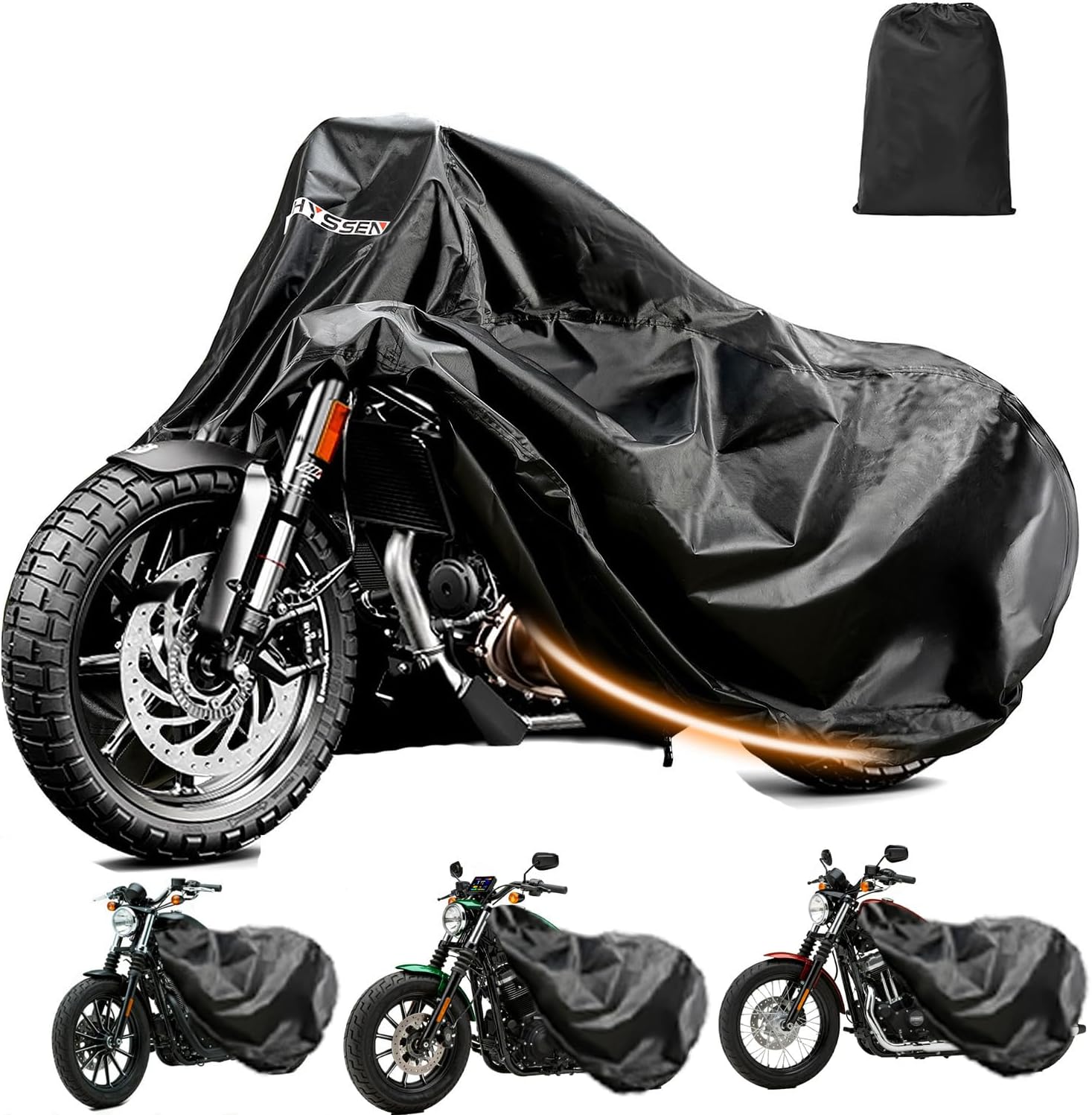 Heavy Duty Motorcycle Cover for - Enhanced Waterproof Motorcycle Covers bike Outdoor Storage Applicable to mainstream medium-sized motorcycles car on the market(XXXL)