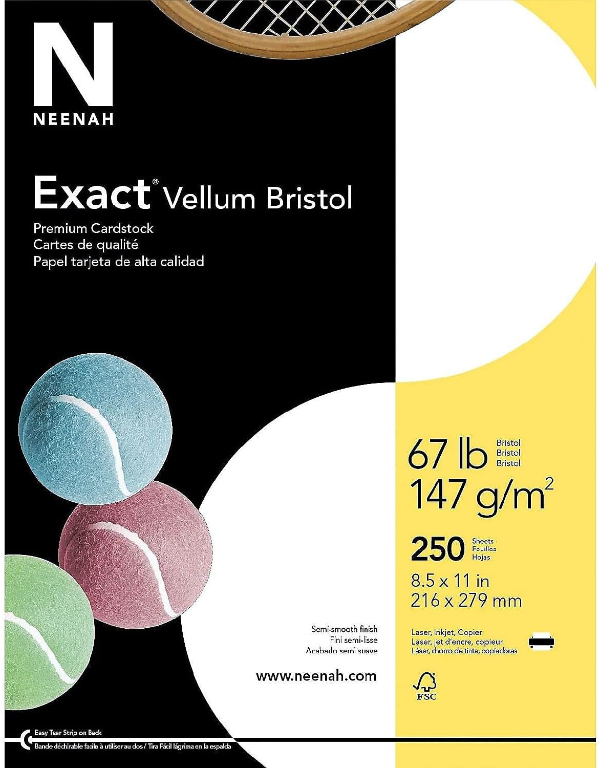 Neenah Paper Exact Vellum Bristol, 67 lb, 8.5 x 11", 250