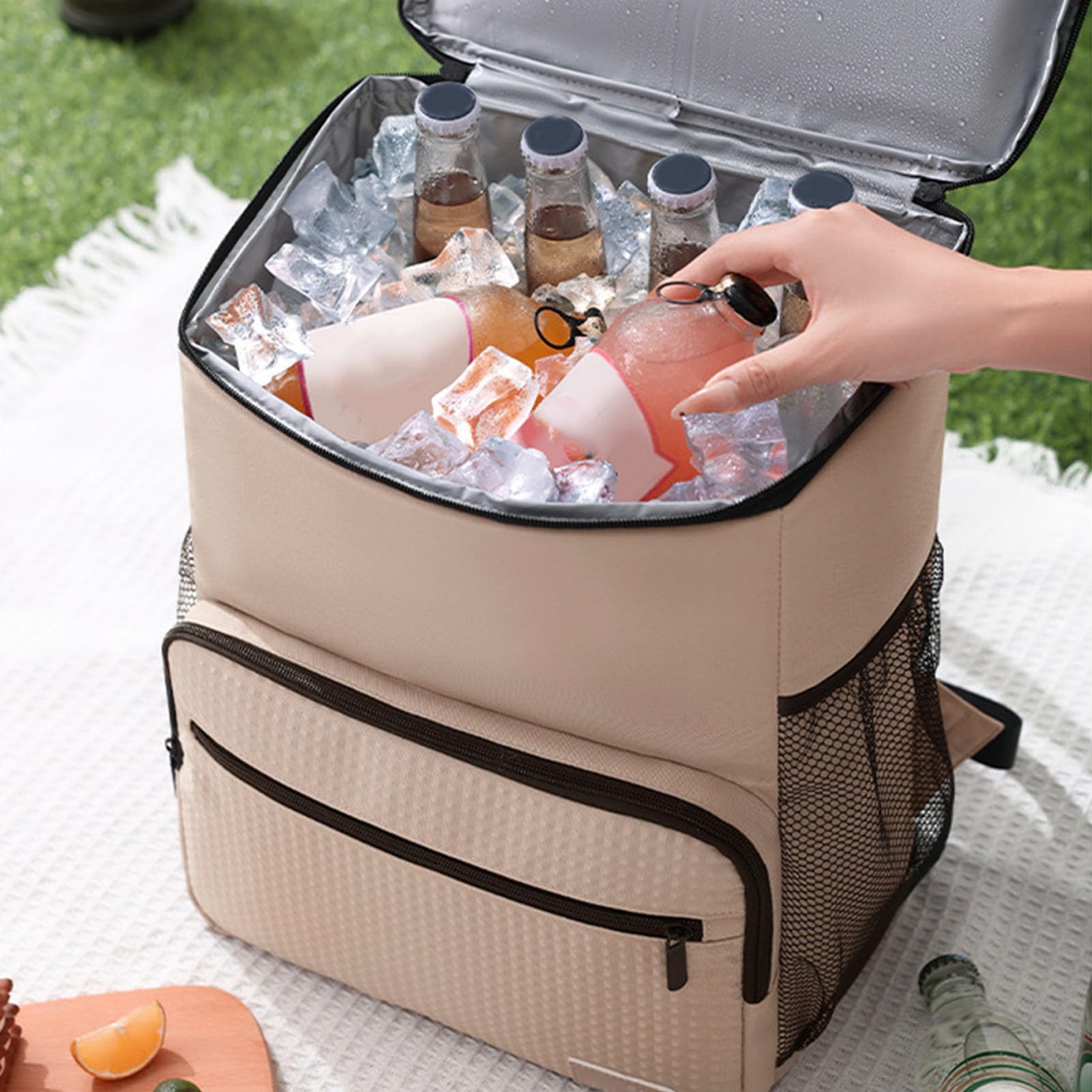 Cooler Backpack, 17L Backpack Cooler Insulated Leakproof, Insulated Thermal Bag, Portable Lightweight Beach Travel Camping Lunch Backpack for Men and Women