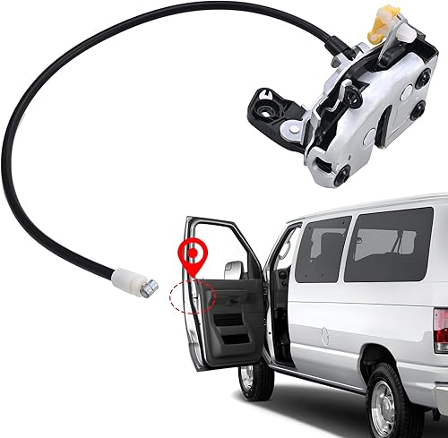 Miniatura 11 de Yinlowa Ensamblaje de pestillo de la puerta de carga del lado del pasajero trasero derecho con cable y varilla compatible con Ford E150 E250 E350