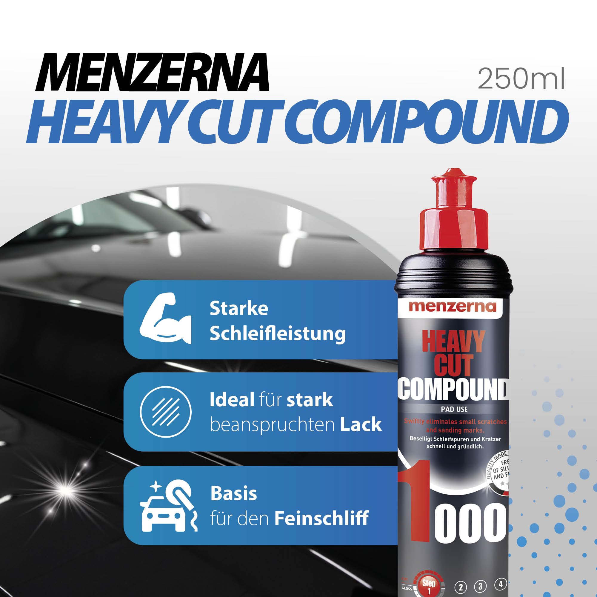 Menzerna Polierpad Menzerna Polituren + Pads + Mikrofasertücher Autopolitur Professionelle Lackpolitur Set