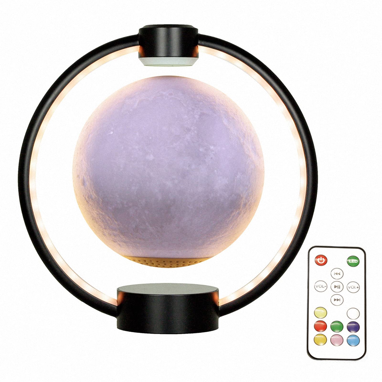 Lámpara de luna de levitación magnética altavoz bluetooth con luces de 7 colores,ahorro de energía y luz nocturna flotante 3D silenciosa para dormitorio,regalo para niños,Style2,One Size